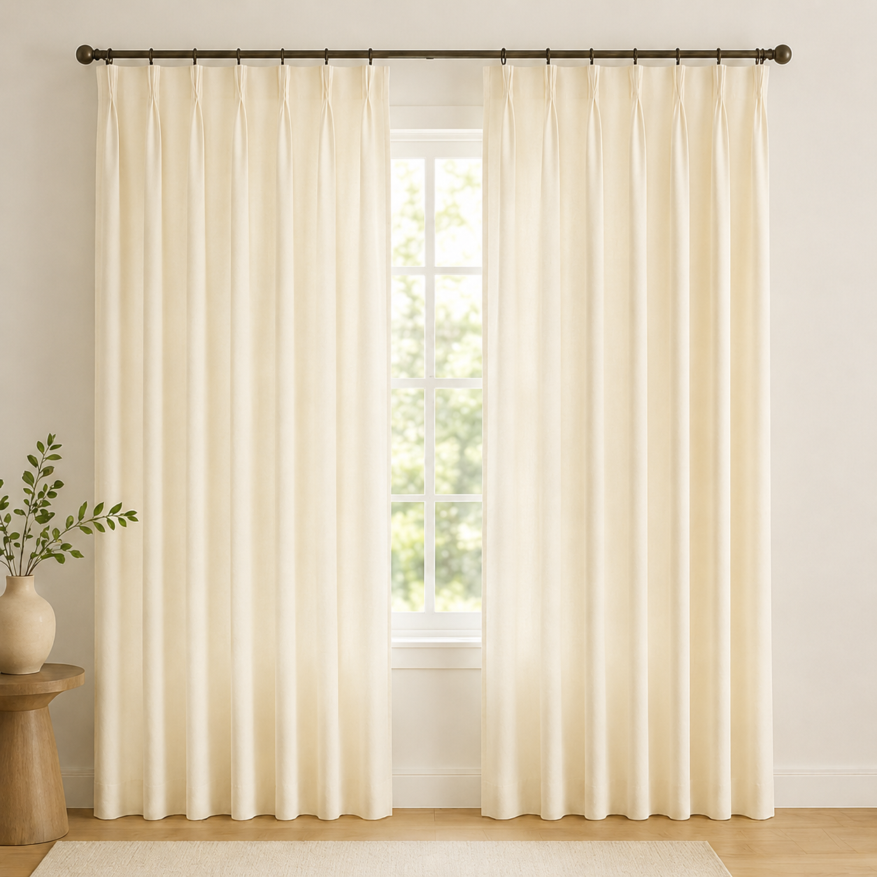 Tessivra Linen Ready Made Privacy Curtains – Pinch Pleat Unlined | Ivory, Light Gray & Sky Blue