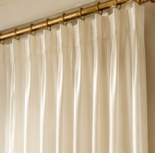 Tessivra Luxury Silk Pinch Pleat Curtains | Modern Living Room Drapes in Silver Gray & Silk Cream
