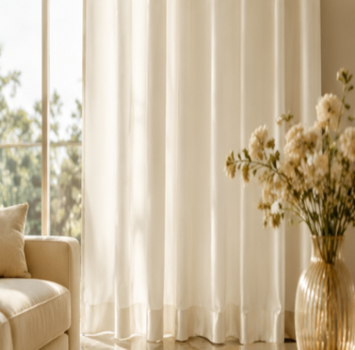 Tessivra Luxury Silk Pinch Pleat Curtains | Modern Living Room Drapes in Silver Gray & Silk Cream
