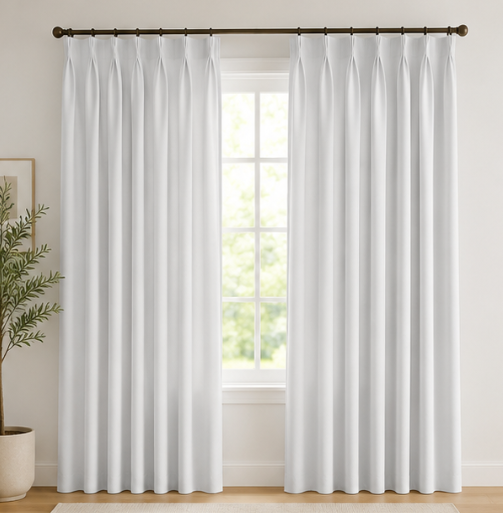 Tessivra Luxury Silk Pinch Pleat Curtains | Silk Cream, Silver Gray & Soft Blue