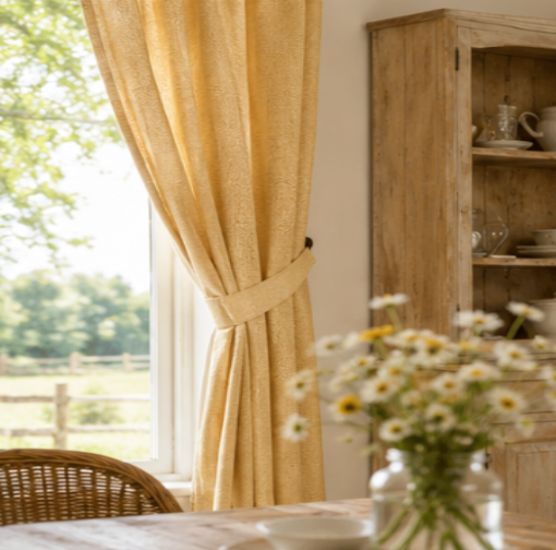 Tessivra Cotton Pinch Pleat Curtains | Farmhouse Dining Room Drapes in Mustard, Sage, Blue & More