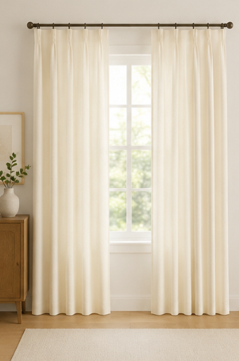 Tessivra Linen Ready Made Privacy Curtains – Pinch Pleat Unlined | Ivory, Light Gray & Sky Blue