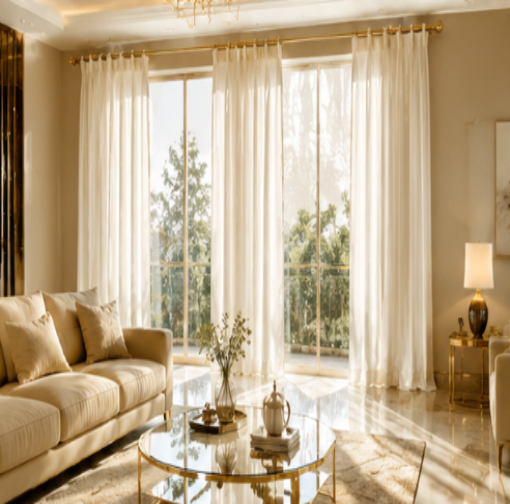 Tessivra Luxury Silk Pinch Pleat Curtains | Modern Living Room Drapes in Silver Gray & Silk Cream
