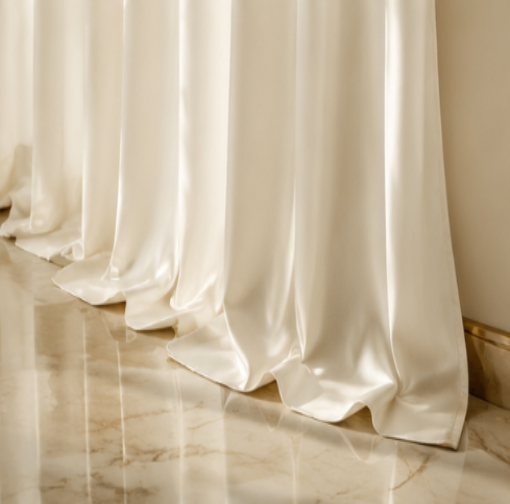 Tessivra Luxury Silk Pinch Pleat Curtains | Modern Living Room Drapes in Silver Gray & Silk Cream