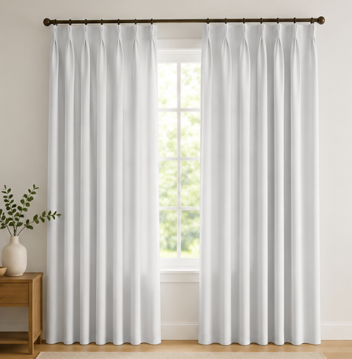 Tessivra Luxury Silk Pinch Pleat Curtains | Silk Cream, Silver Gray & Soft Blue