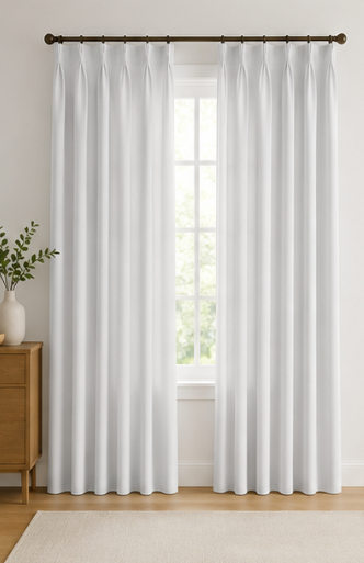 Tessivra Luxury Silk Pinch Pleat Curtains | Silk Cream, Silver Gray & Soft Blue