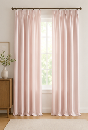 Tessivra Luxury Silk Pinch Pleat Curtains | Rose Pink, Seafoam Green & Dove Gray