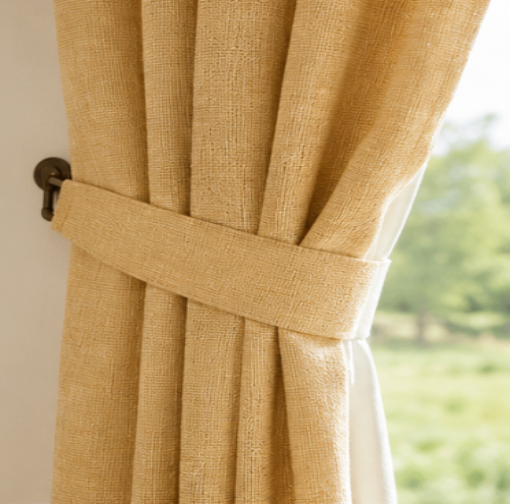 Tessivra Cotton Pinch Pleat Curtains | Farmhouse Dining Room Drapes in Mustard, Sage, Blue & More