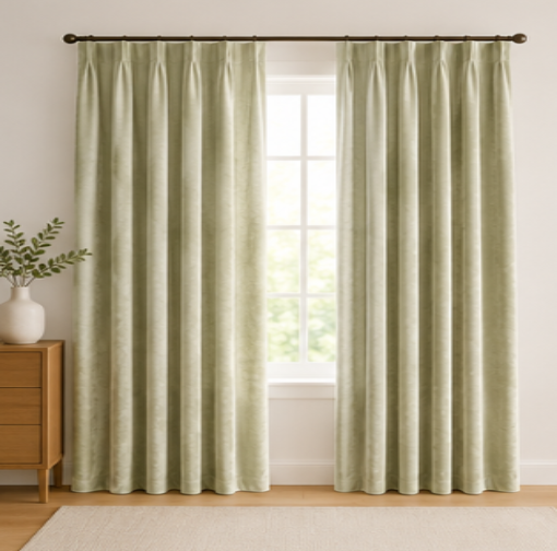 Tessivra Luxury Velvet Pinch Pleat Curtains | Terracotta, Mustard, Cream, Gray, Blue & Sage